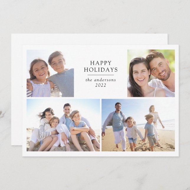 Cartes Pour Fêtes Annuelles Joyeuses Fêtes | Collage photo  (Devant / Derrière)