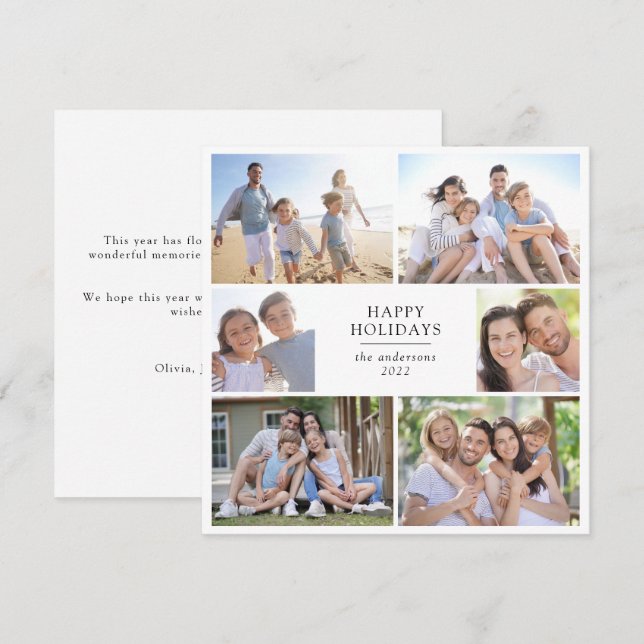 Cartes Pour Fêtes Annuelles Joyeuses Fêtes | Collage photo carré (Devant / Derrière)