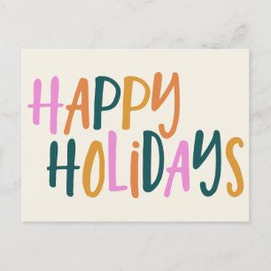 Cartes Pour Fêtes Annuelles Joyeuses Fêtes Colorées à la Main avec une Touche