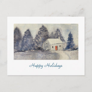 Cartes Pour Fêtes Annuelles Joyeuses Fêtes Cottage enneigé Noël