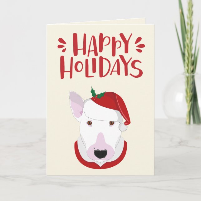 Cartes Pour Fêtes Annuelles Joyeuses fêtes - Cute Père Noël Bull Terrier (Devant)
