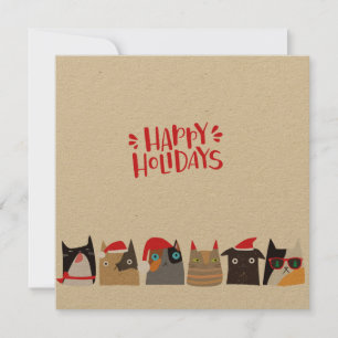 Cartes Pour Fêtes Annuelles Joyeuses fêtes ! Cute Père Noël Christmas Cats - K