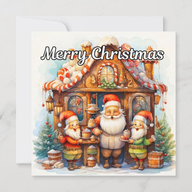 Cartes Pour Fêtes Annuelles Joyeuses Fêtes de, Atelier Père Noël (Devant)