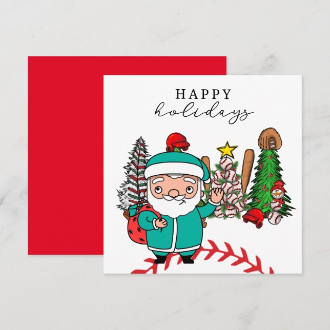 Cartes Pour Fêtes Annuelles Joyeuses fêtes de baseball Noël pour le joueur (Devant / Derrière)