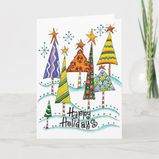 Cartes Pour Fêtes Annuelles Joyeuses fêtes ! De beaux arbres de Noël aux étoil