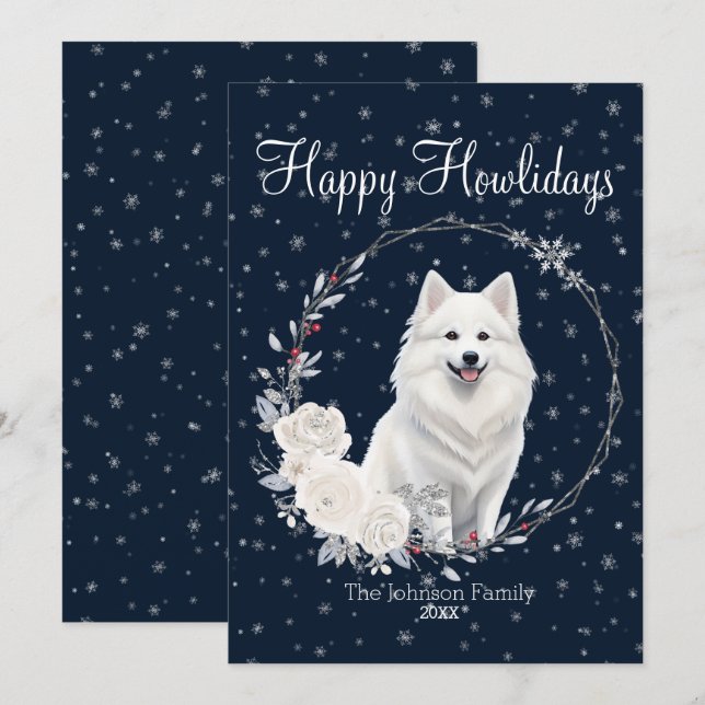 Cartes Pour Fêtes Annuelles Joyeuses Fêtes de Fin d'Année Chien Esquimau Améri (Devant / Derrière)