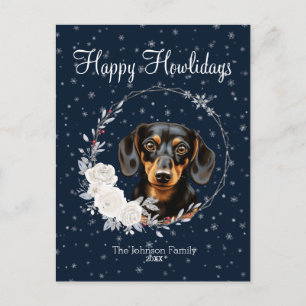 Cartes Pour Fêtes Annuelles Joyeuses Fêtes de Fin d'Année Chien Mignon Teckel