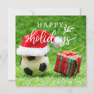 Cartes Pour Fêtes Annuelles Joyeuses Fêtes de Foot avec ballon sur gazon vert