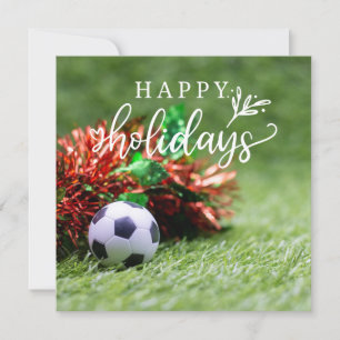 Cartes Pour Fêtes Annuelles Joyeuses Fêtes de football avec ballon sur gazon v