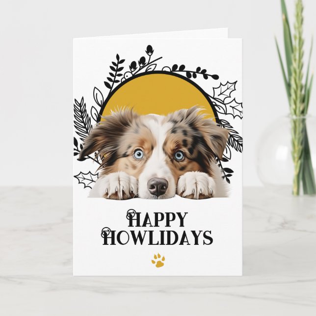 Cartes Pour Fêtes Annuelles Joyeuses fêtes de Howliday Berger Australien  (Devant)
