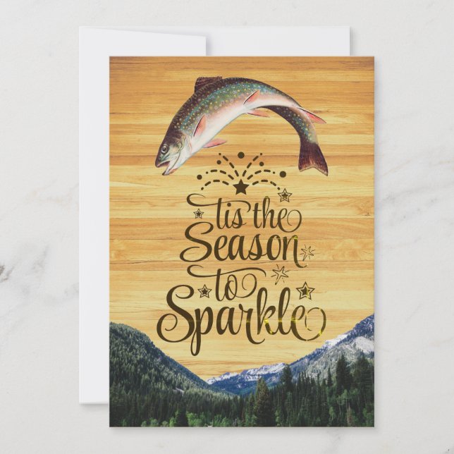 Cartes Pour Fêtes Annuelles Joyeuses fêtes de la truite amusante sur grain de  (Devant)