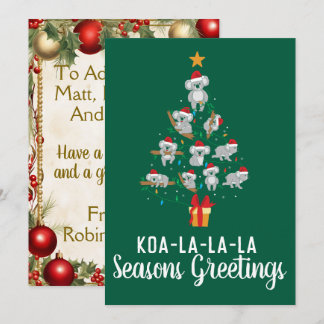 Cartes Pour Fêtes Annuelles Joyeuses Fêtes de l'arbre de Noël de Koala