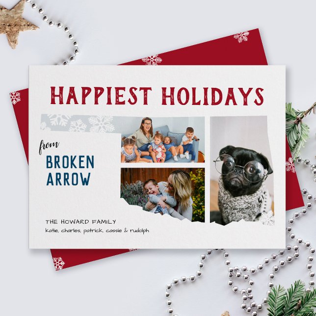 Cartes Pour Fêtes Annuelles Joyeuses fêtes de l'Oklahoma Trois photos (From the state of Oklahoma with love three photo Christmas holiday card and moving announcement)