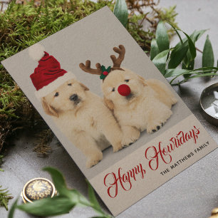Cartes Pour Fêtes Annuelles Joyeuses Fêtes de Noël Chien Chiot Photo de Vacanc