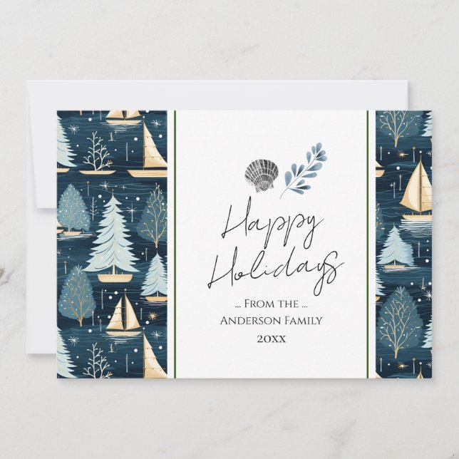 Cartes Pour Fêtes Annuelles Joyeuses Fêtes de Noël en famille sur le thème nau (Devant)