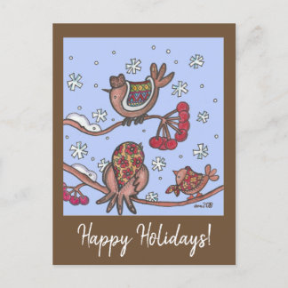 Cartes Pour Fêtes Annuelles Joyeuses Fêtes de Noël Oiseaux de l'art populaire