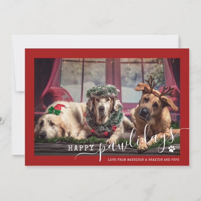 Cartes Pour Fêtes Annuelles Joyeuses fêtes de Pawlidays Chien rouge Photo d'an (Devant)
