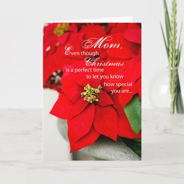 Cartes Pour Fêtes Annuelles Joyeuses Fêtes de poinsettia de maman (Devant)