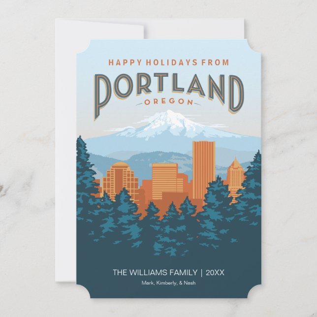 Cartes Pour Fêtes Annuelles Joyeuses Fêtes de Portland (Devant)