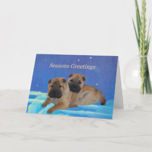 Cartes Pour Fêtes Annuelles Joyeuses Fêtes de Shar Pei Puppy