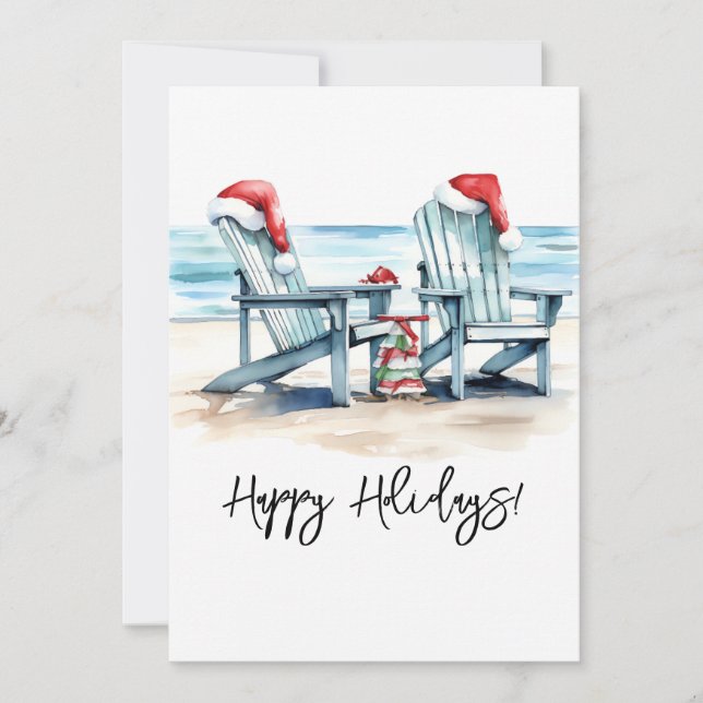 Cartes Pour Fêtes Annuelles Joyeuses Fêtes depuis la Plage ! (Devant)