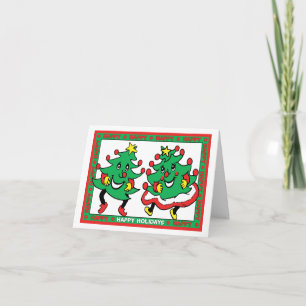 Cartes Pour Fêtes Annuelles Joyeuses fêtes Drôle Danser les arbres de Noël