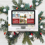 Cartes Pour Fêtes Annuelles Joyeuses Fêtes Drôle Zoom Quarantaine Photo Collag<br><div class="desc">Amusez-vous avec votre carte de vacances cette année avec cette carte drôle comportant un écran d'ordinateur Zoom et 4 de vos photos préférées et 2 notes autocollantes personnalisées. Personnalisez avec votre propre titre et texte. Le verso présente un motif à pois rouge et blanc. Une carte de Noël, de Nouvel...</div>