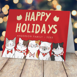 Cartes Pour Fêtes Annuelles Joyeuses Fêtes Drôles Mignons Chats qui chantent N