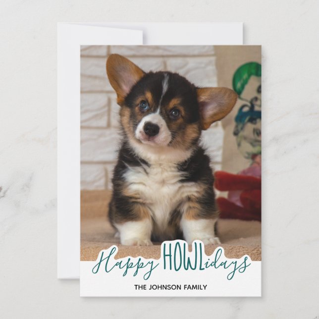 Cartes Pour Fêtes Annuelles Joyeuses fêtes du chien - Green Pet Photo (Devant)