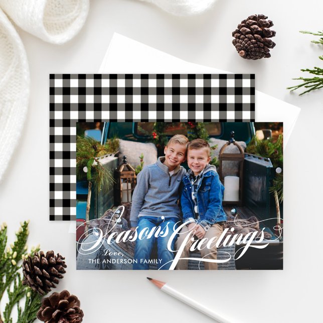 Cartes Pour Fêtes Annuelles Joyeuses Fêtes Élégante Calligraphie Script Photo (Créateur téléchargé)