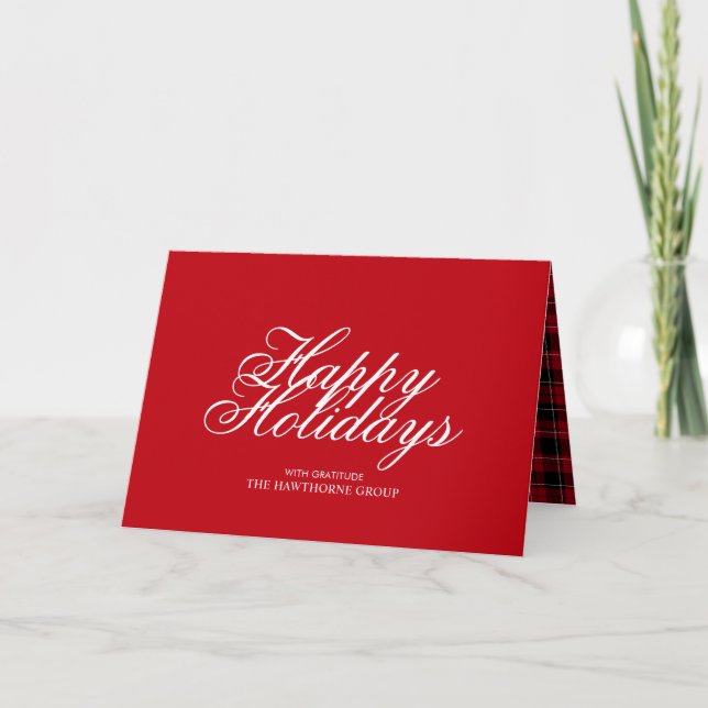 Cartes Pour Fêtes Annuelles Joyeuses Fêtes Entreprise Script Rouge (Devant)