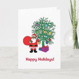 Cartes Pour Fêtes Annuelles Joyeuses fêtes Famille de Père Noël afro-américain