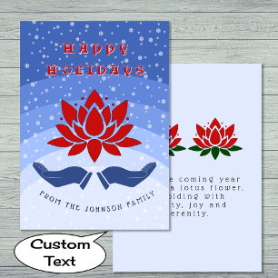 Cartes Pour Fêtes Annuelles Joyeuses Fêtes fleur de lotus texte personnalisé b