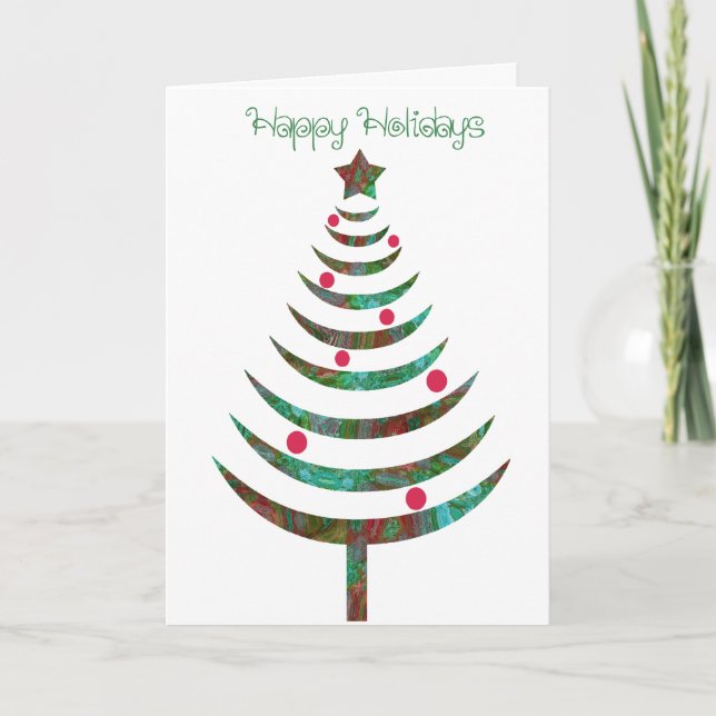 Cartes Pour Fêtes Annuelles Joyeuses fêtes Funky moderne sapin de Noël (Devant)