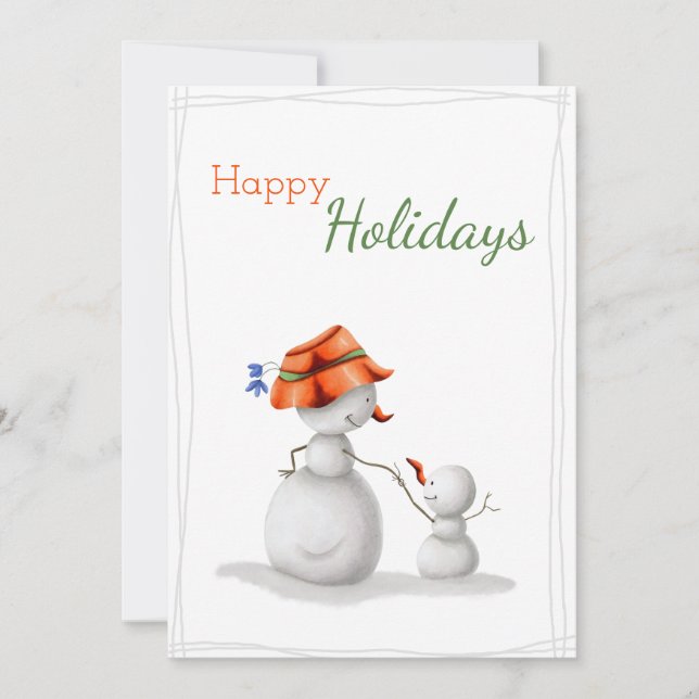 Cartes Pour Fêtes Annuelles Joyeuses fêtes Grand-mère Snowman et Noël des enfa (Devant)