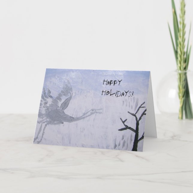 Cartes Pour Fêtes Annuelles Joyeuses Fêtes Grue Siffleuse (Devant)