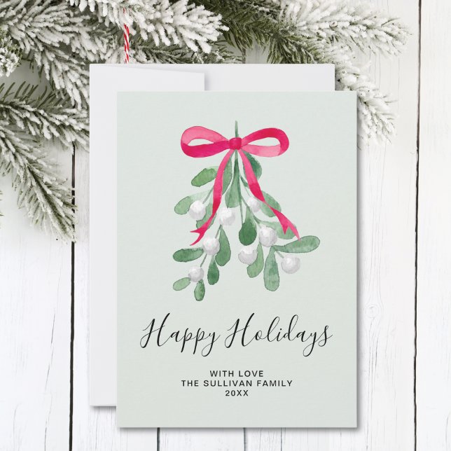 Cartes Pour Fêtes Annuelles Joyeuses Fêtes Gui Vert (Créateur téléchargé)