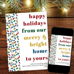Cartes Pour Fêtes Annuelles Joyeuses Fêtes Guirlande Lumineuse Typographie Col