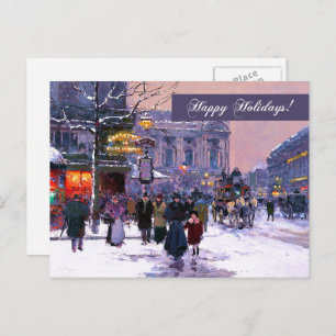 Cartes Pour Fêtes Annuelles Joyeuses fêtes. Hiver Scène parisienne