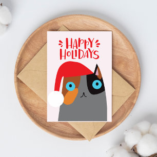 Cartes Pour Fêtes Annuelles Joyeuses fêtes - Joli Noël Père Noël Cat Cartoon