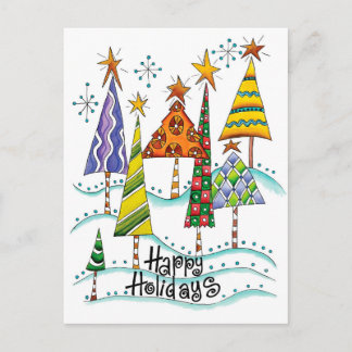 Cartes Pour Fêtes Annuelles Joyeuses Fêtes ! Jolis Arbres de Noël avec des Éto