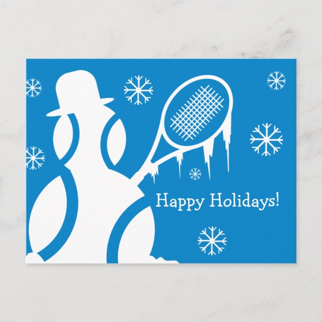 Cartes Pour Fêtes Annuelles Joyeuses fêtes Joyeux bonhomme de neige de tennis  (Devant)