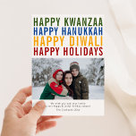 Cartes Pour Fêtes Annuelles Joyeuses Fêtes, Kwanzaa, Diwali, Hanouka<br><div class="desc">Cette carte classique présente les fêtes de la saison.</div>