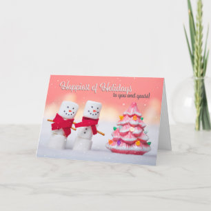 Cartes Pour Fêtes Annuelles Joyeuses fêtes Marshmallow Snowmen