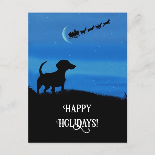 Cartes Pour Fêtes Annuelles Joyeuses fêtes mignonnes Dachshund Père Noël (Devant)