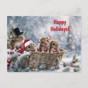 Cartes Pour Fêtes Annuelles Joyeuses fêtes mignonnes souris de Noël dans un pa