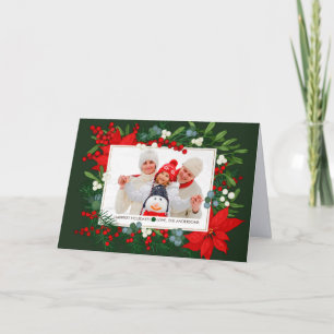 Cartes Pour Fêtes Annuelles Joyeuses fêtes. Mistletoe et Poinsettia Photo