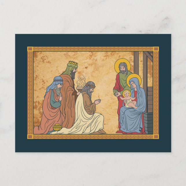 Cartes Pour Fêtes Annuelles Joyeuses fêtes | Nativité religieuse de Noël (Devant)