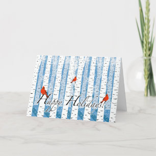 Cartes Pour Fêtes Annuelles Joyeuses fêtes Noël avec les cardinaux à Birch