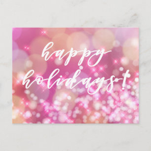 Cartes Pour Fêtes Annuelles Joyeuses fêtes ! Noël des étincelles rose glamour